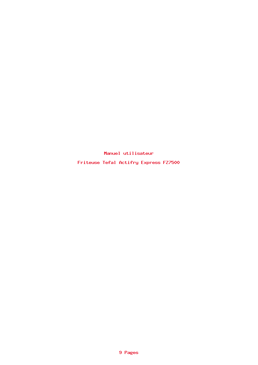 Page 1 de la notice Manuel utilisateur Tefal Actifry Express FZ7500