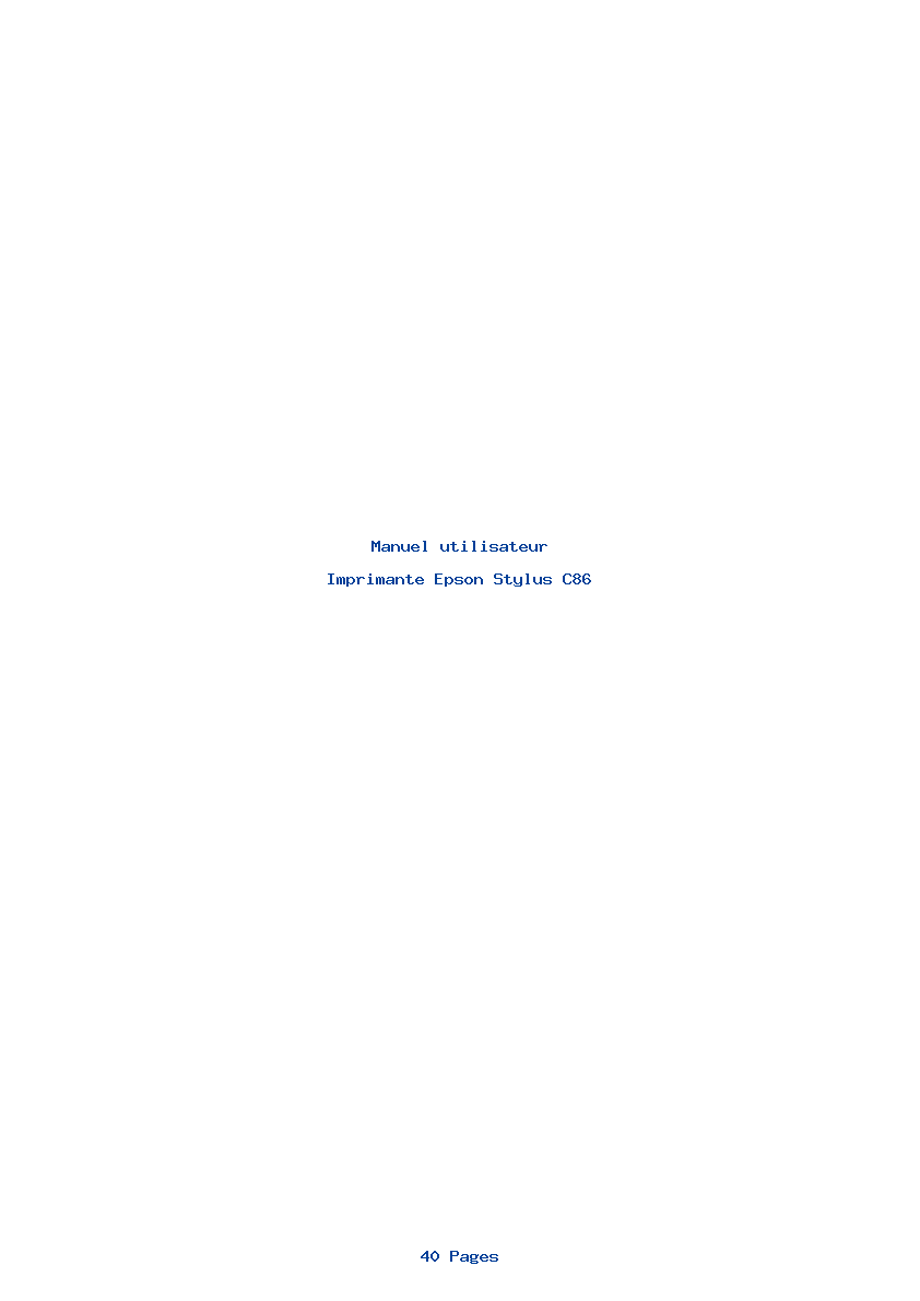 Page 1 de la notice Manuel utilisateur Epson Stylus C86