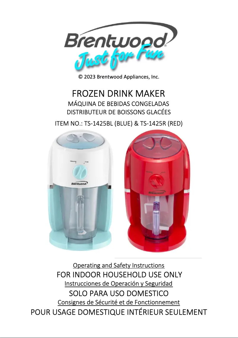 Page 1 de la notice Manuel utilisateur Brentwood TS-1425BL