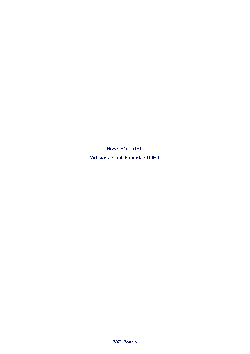 Page 1 de la notice Mode d'emploi Ford Escort (1996)