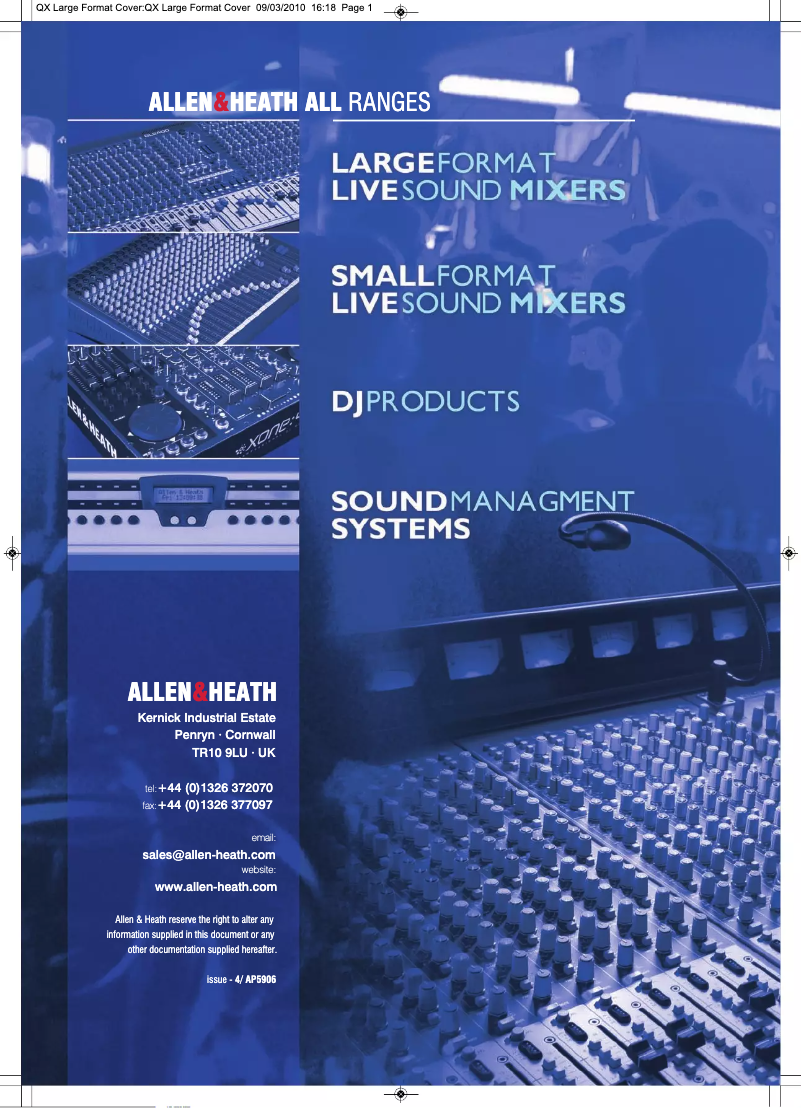 Page 1 de la notice Brochure Allen & Heath GL3800