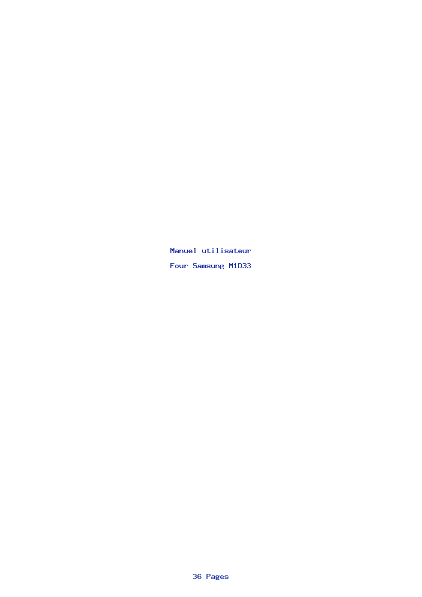 Page 1 de la notice Manuel utilisateur Samsung M1D33