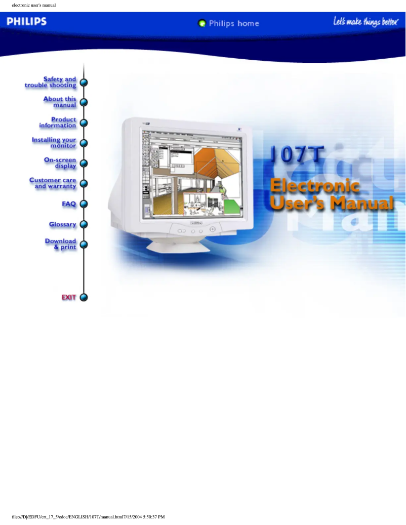 Page n°1 - Manuel utilisateur Philips 107T56