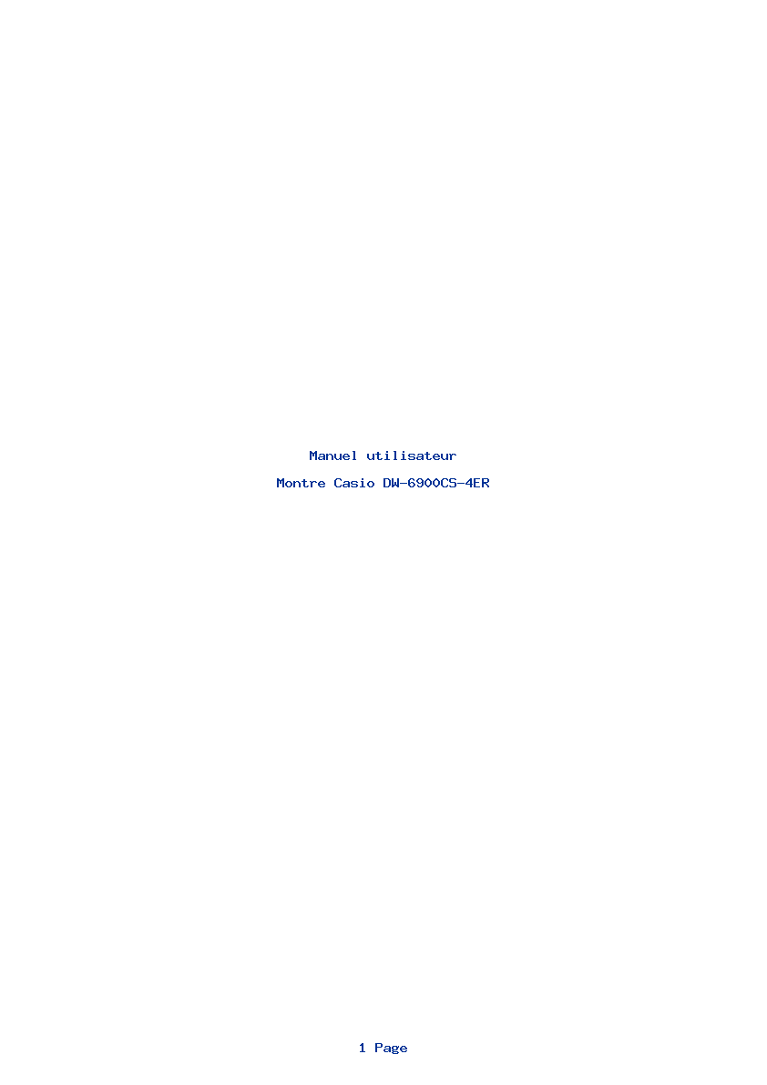 Page 1 de la notice Manuel utilisateur Casio DW-6900CS-4ER