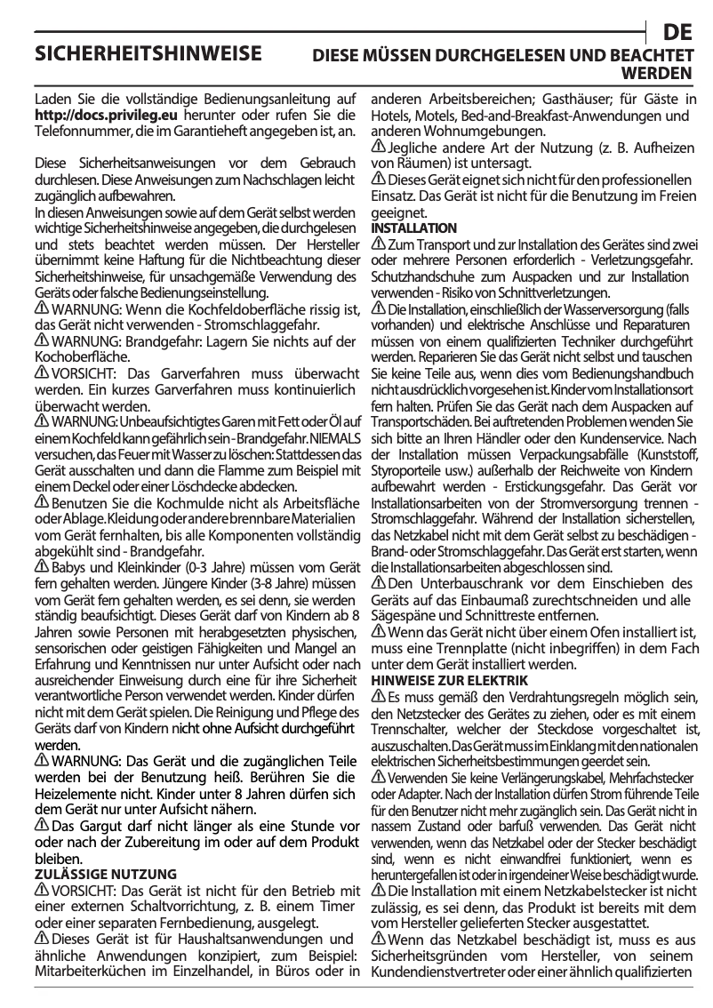 Página 1 del manual Manual de uso y mantenimiento Privileg PCTAC 6042 IN