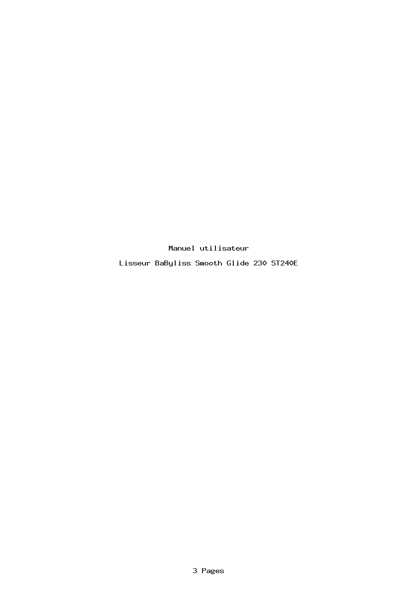 Page 1 de la notice Manuel utilisateur BaByliss Smooth Glide 230 ST240E