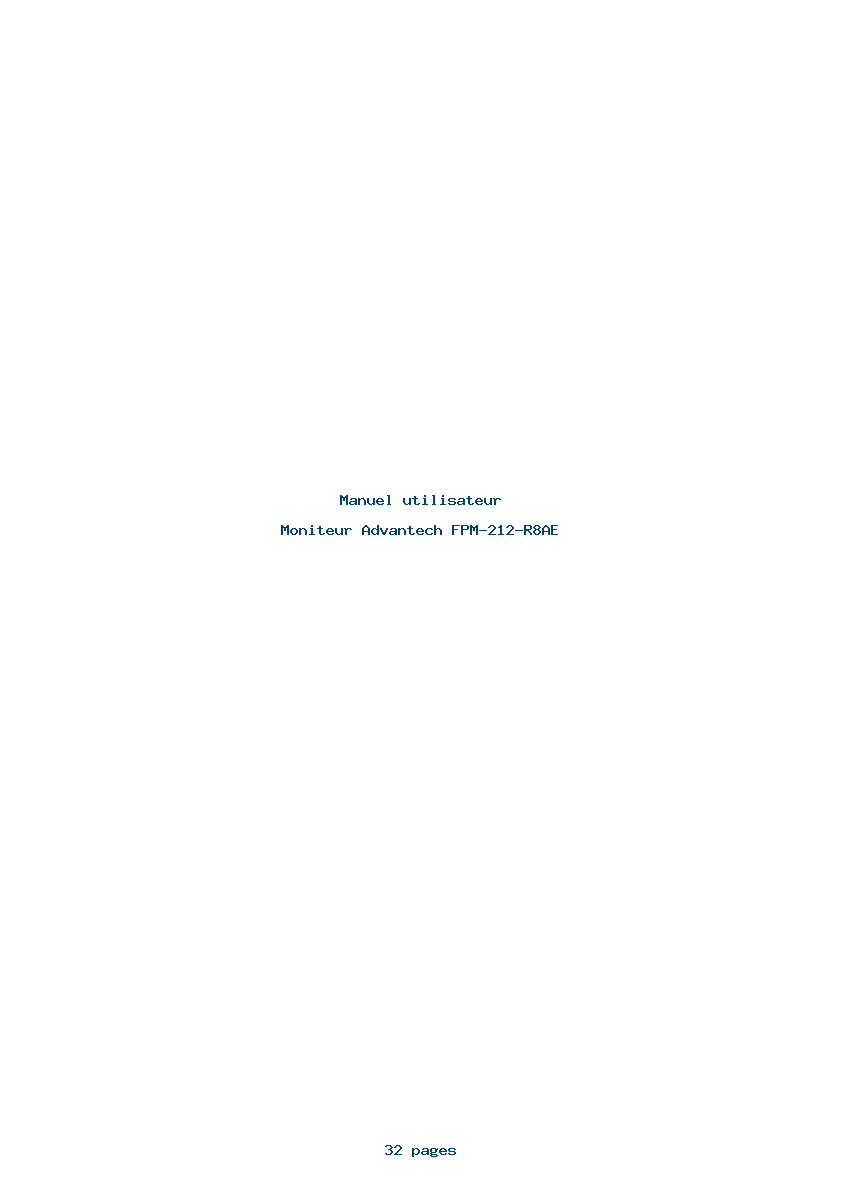 Page 1 de la notice Manuel utilisateur Advantech FPM-212-R8AE