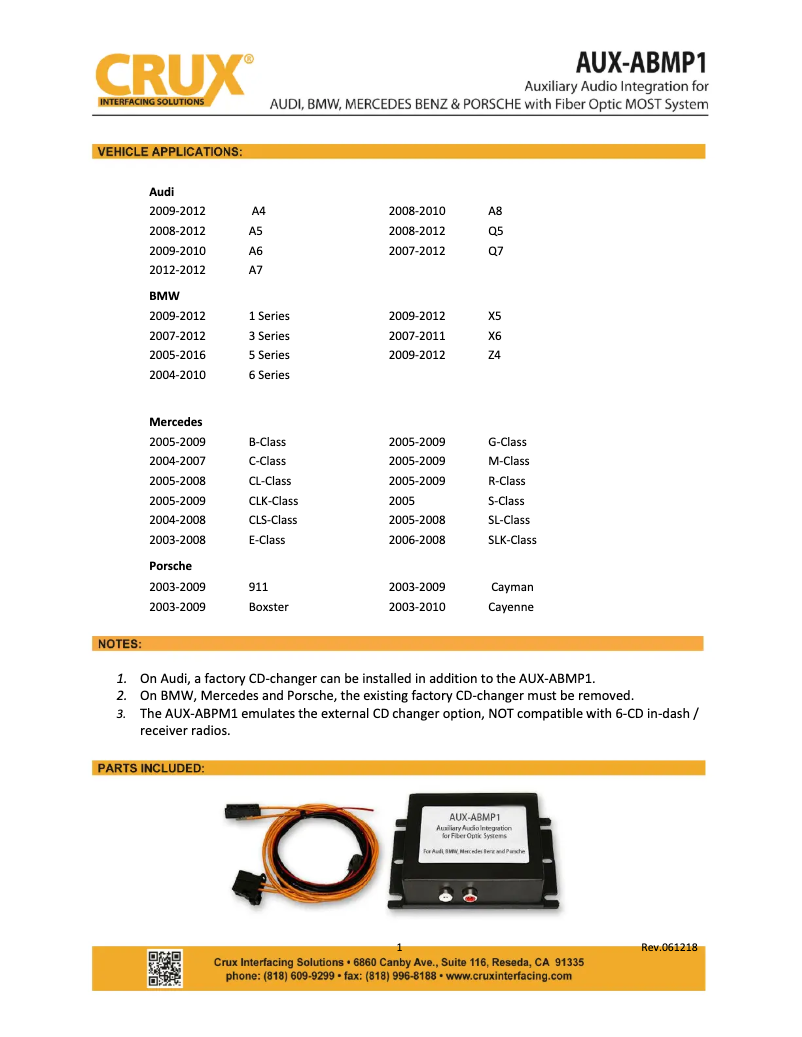 Página 1 del manual Manual de usuario CRUX AUX-ABMP1