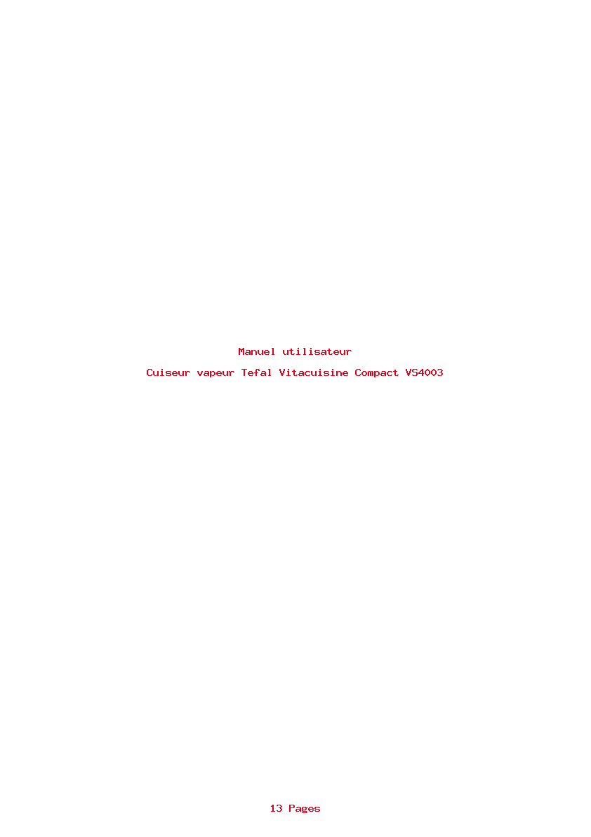 Page 1 de la notice Manuel utilisateur Tefal Vitacuisine Compact VS4003