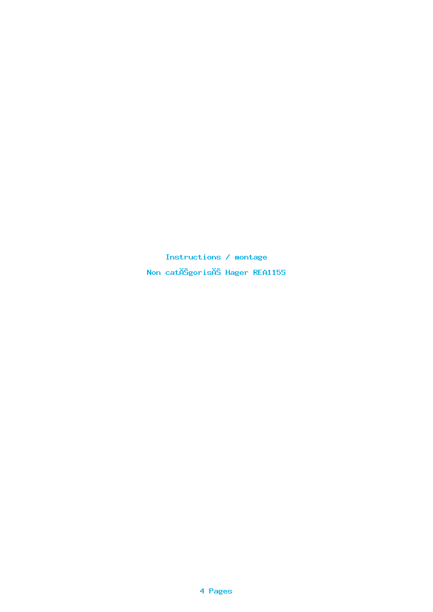 Page 1 de la notice Instructions / montage Hager REA115S