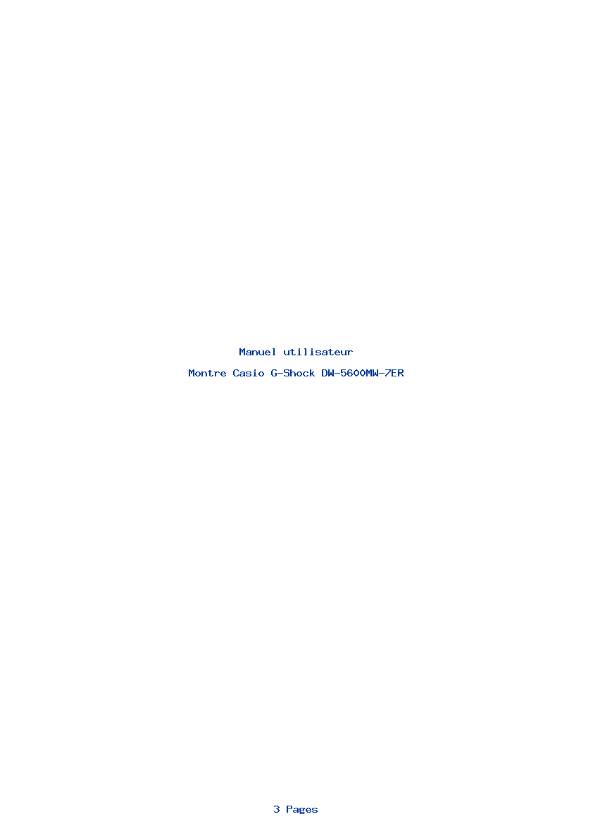 Page 1 de la notice Manuel utilisateur Casio G-Shock DW-5600MW-7ER