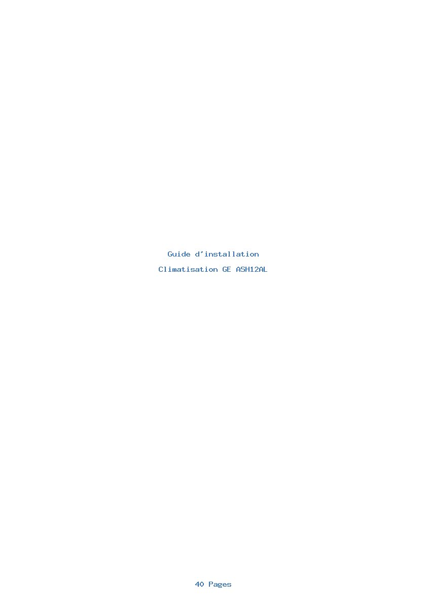 Page 1 de la notice Guide d'installation GE ASH12AL