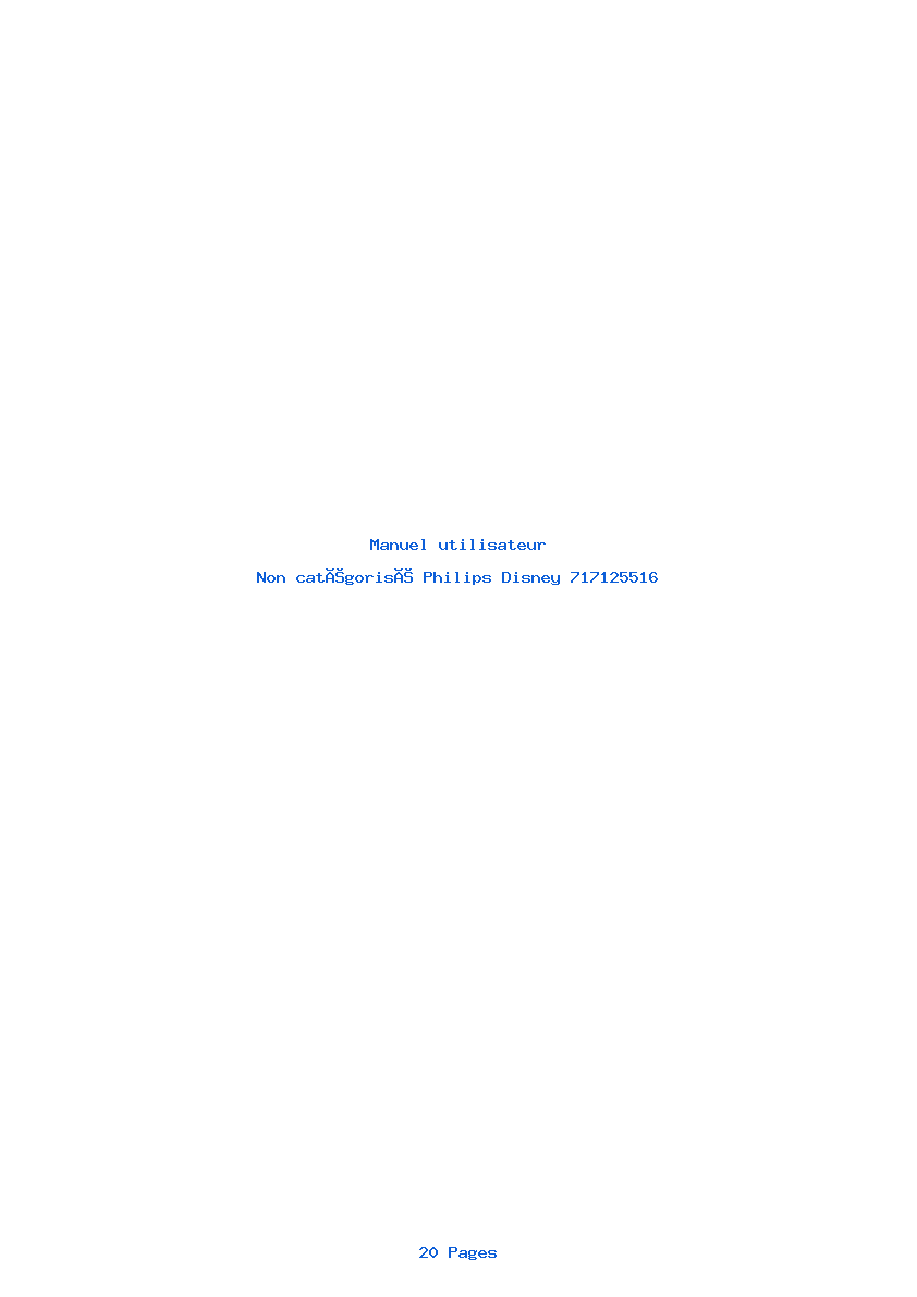 Page 1 de la notice Manuel utilisateur Philips Disney 717125516