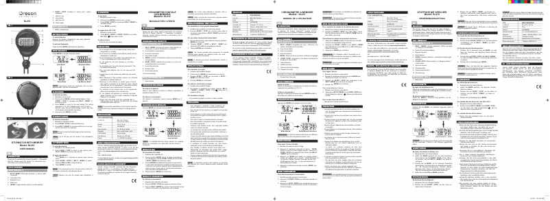 Page 1 de la notice Manuel utilisateur Oregon Scientific SL210