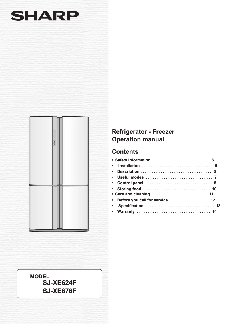 Página 1 del manual Manual de usuario Sharp SJ-XE676F