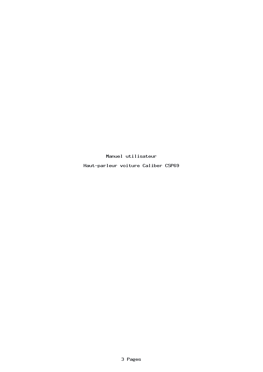 Page 1 de la notice Manuel utilisateur Caliber CSP69