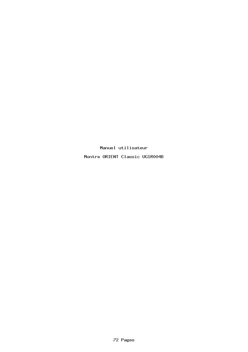 Page 1 de la notice Manuel utilisateur ORIENT Classic UG1R004B
