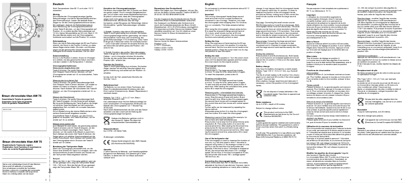 Page 1 de la notice Manuel utilisateur Braun AW70