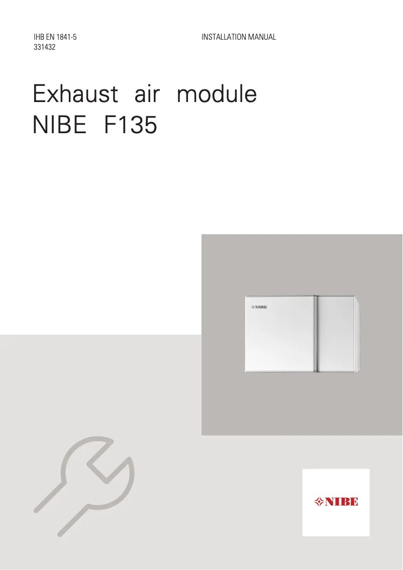 Page 1 de la notice Guide d'installation Nibe F135