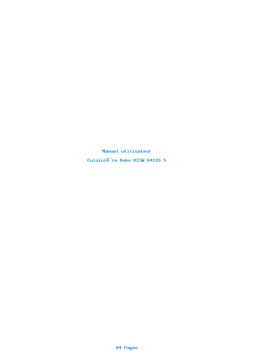 Page 1 de la notice Manuel utilisateur Beko HISW 64120 S