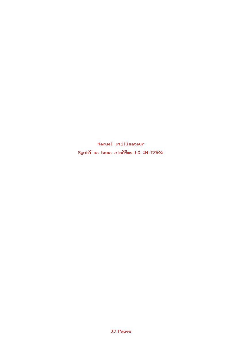 Page 1 de la notice Manuel utilisateur LG XH-T750X