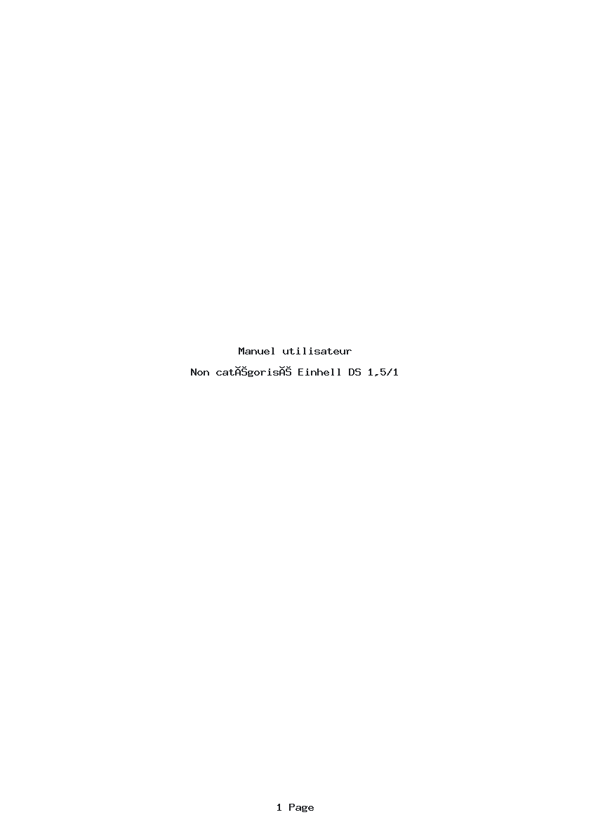 Page 1 de la notice Manuel utilisateur Einhell DS 1,5/1