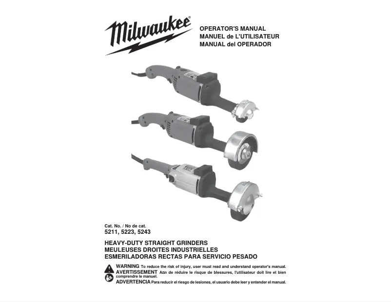 Page 1 de la notice Manuel utilisateur Milwaukee 5243
