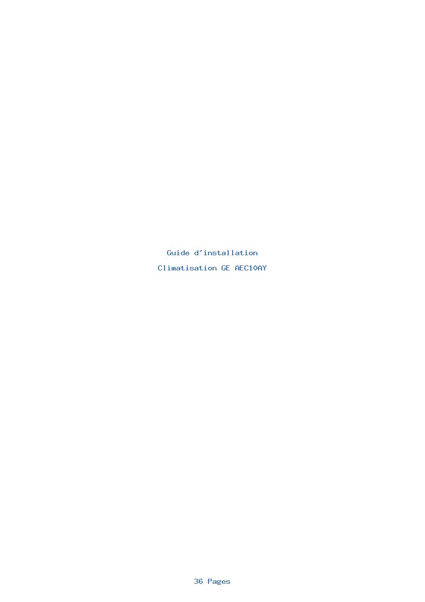 Page 1 de la notice Guide d'installation GE AEC10AY