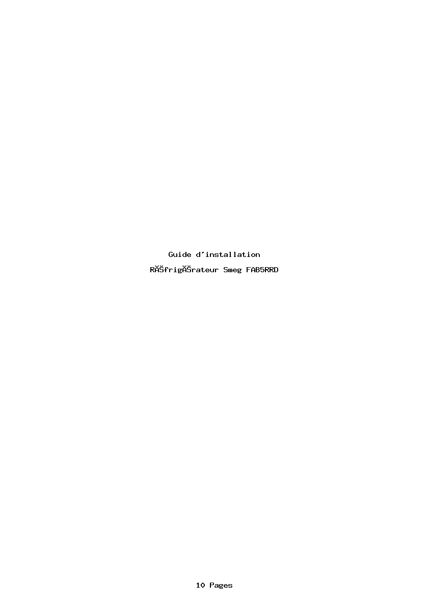 Page 1 de la notice Guide d'installation Smeg FAB5RRD