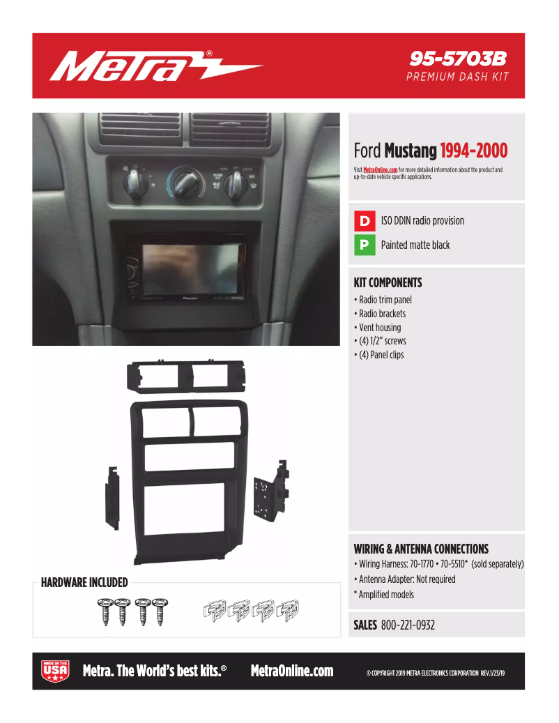 Página 1 del manual Ficha técnica Metra 95-5703B