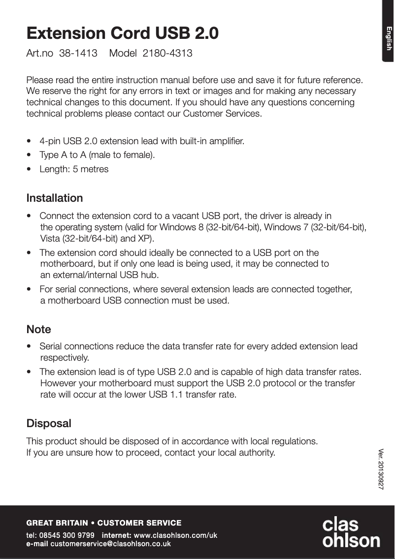 Page 1 de la notice Manuel utilisateur Exibel 38-1413
