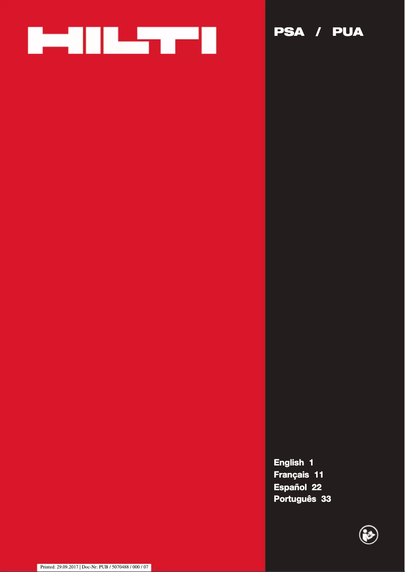 Page 1 de la notice Manuel utilisateur Hilti PSA 86
