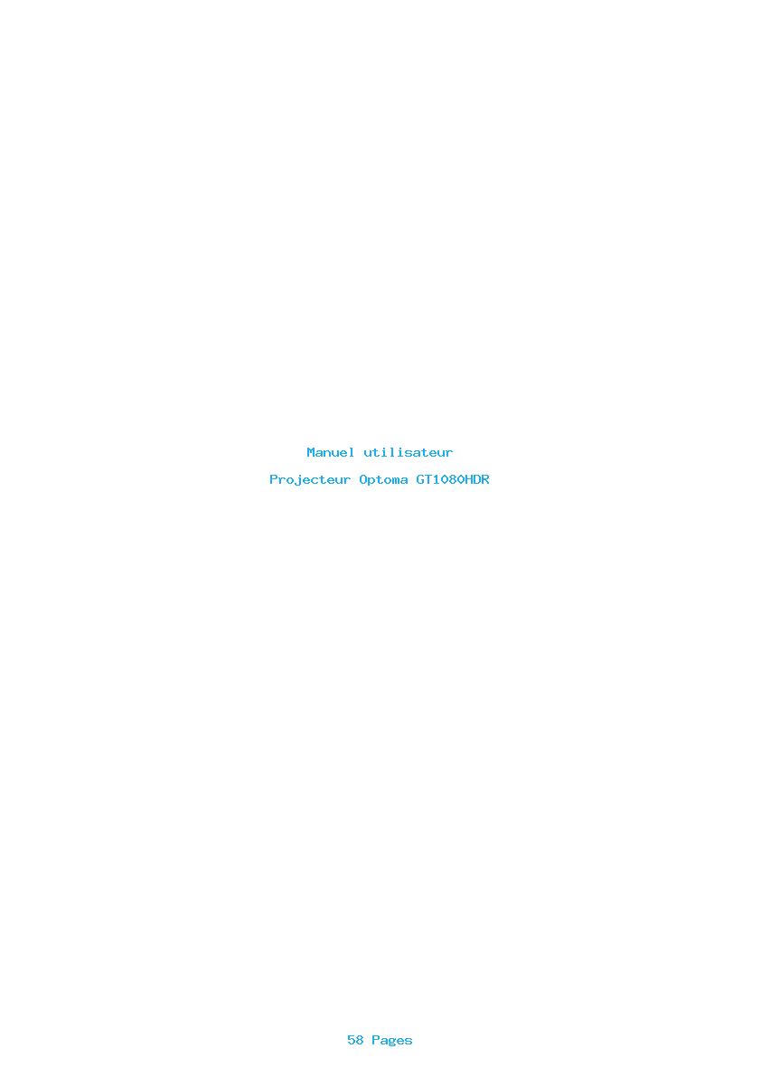 Page 1 de la notice Manuel utilisateur Optoma GT1080HDR