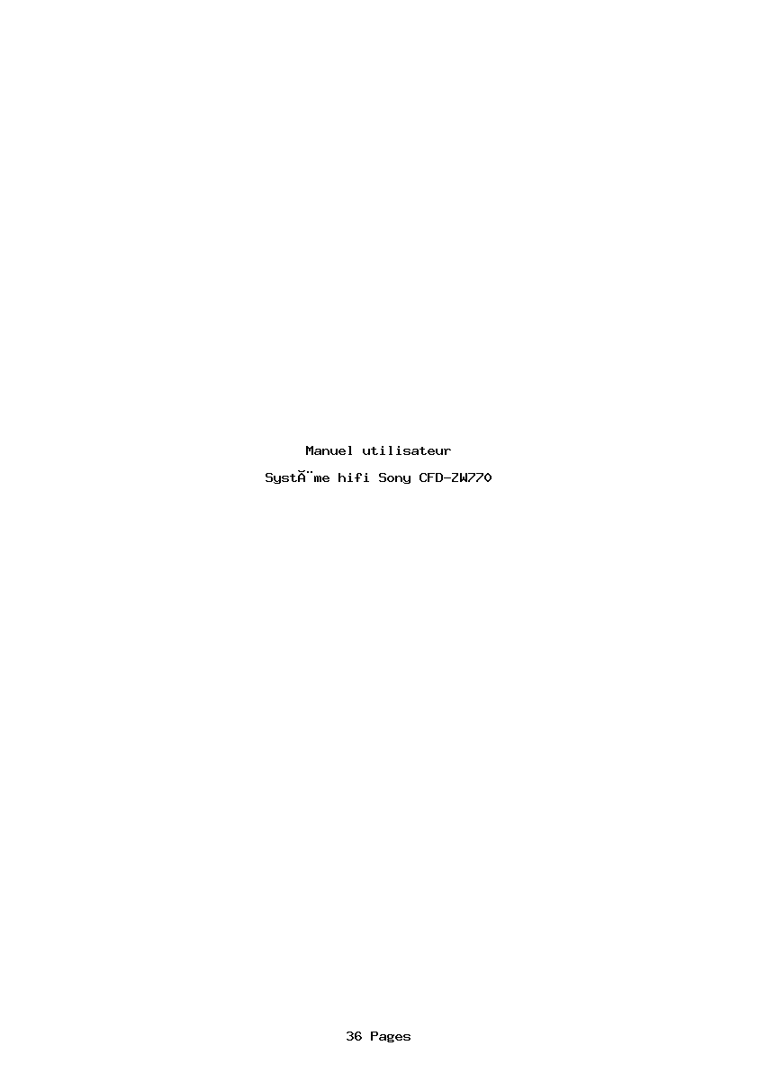 Page 1 de la notice Manuel utilisateur Sony CFD-ZW770
