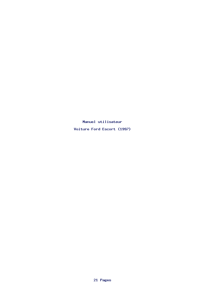 Page 1 de la notice Manuel utilisateur Ford Escort (1997)