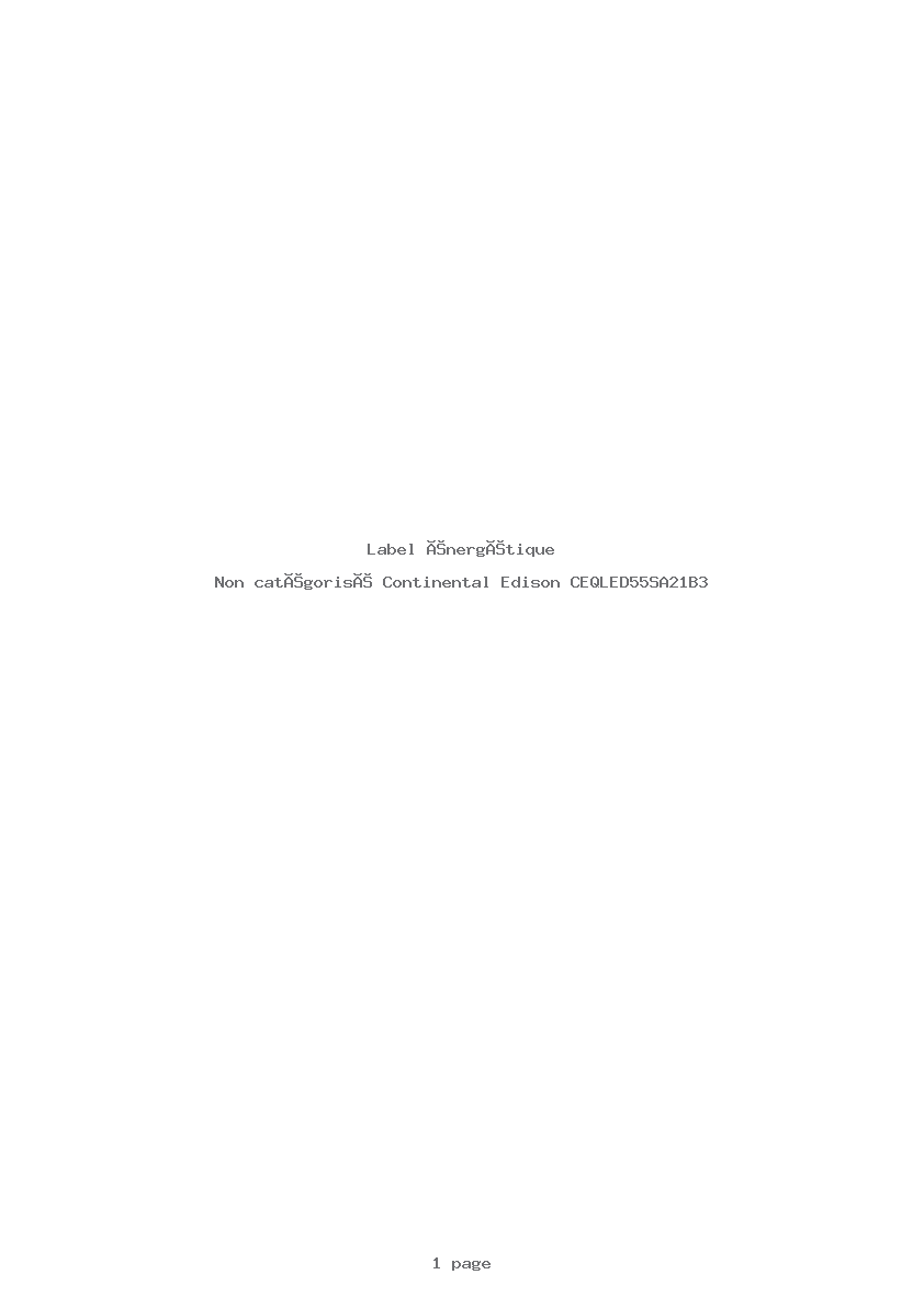 Page 1 de la notice Label énergétique Continental Edison CEQLED55SA21B3