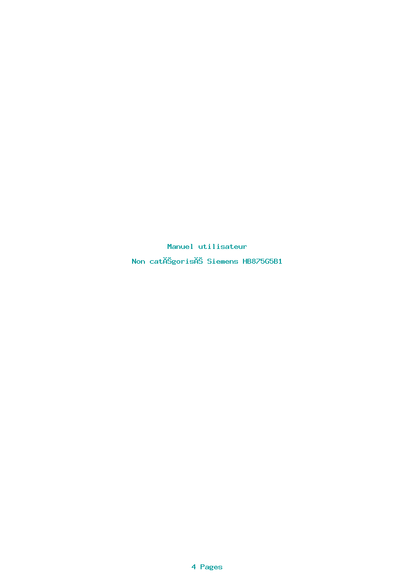 Page 1 de la notice Manuel utilisateur Siemens HB875G5B1