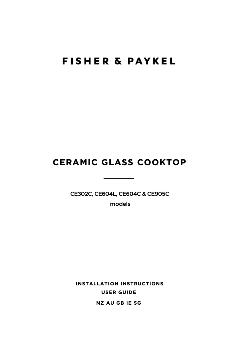 Page 1 de la notice Manuel utilisateur Fisher & Paykel CE905CBX2