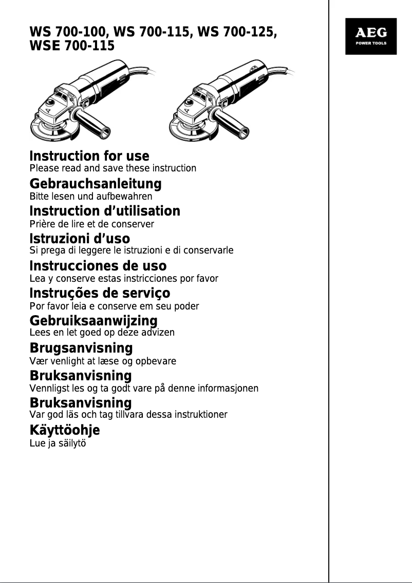 Page 1 de la notice Manuel utilisateur AEG WSE 700-115