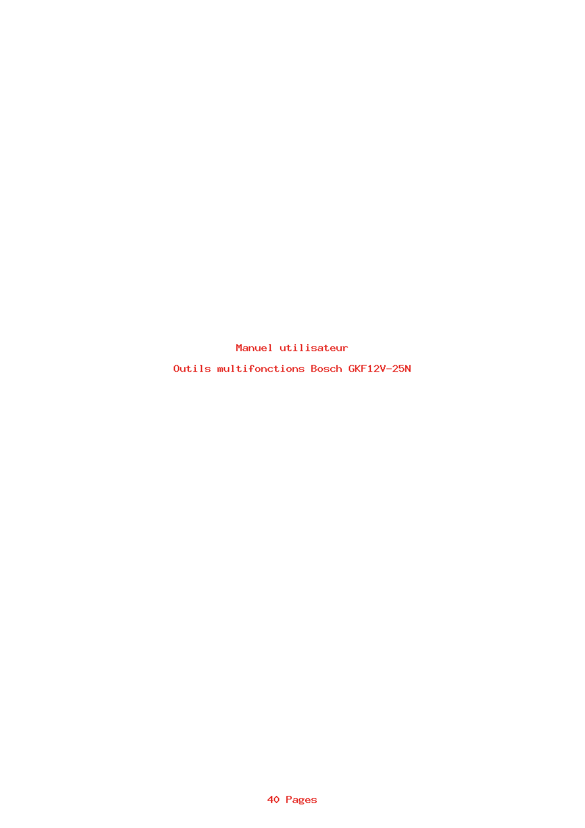 Page 1 de la notice Manuel utilisateur Bosch GKF12V-25N