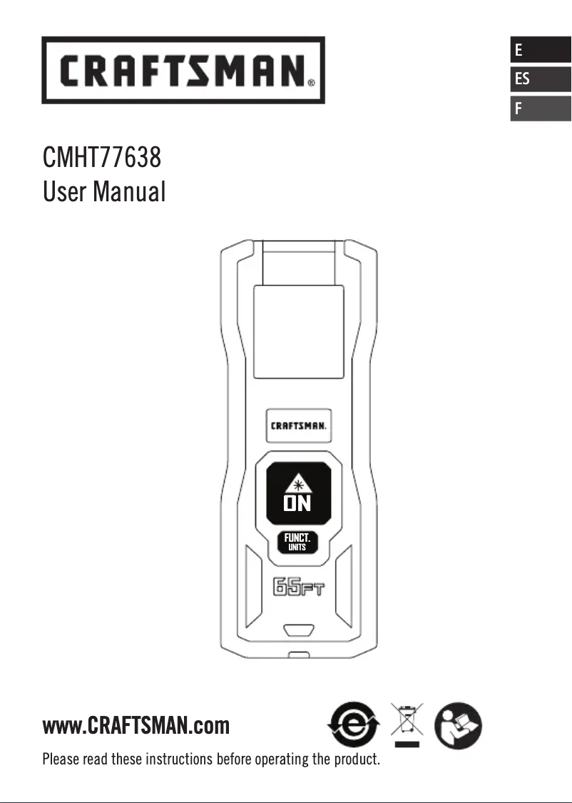 Page 1 de la notice Manuel utilisateur Craftsman CMHT77638