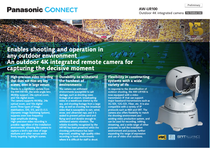 Página 1 del manual Manual de usuario Panasonic AW-UR100