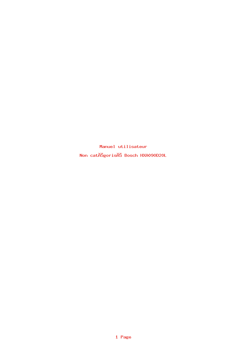 Page 1 de la notice Manuel utilisateur Bosch HXA090D20L