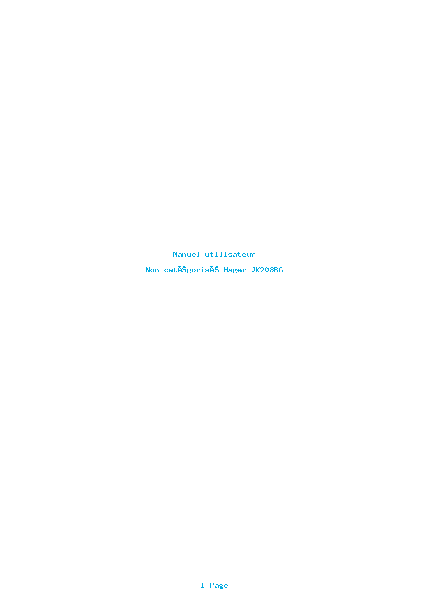 Page 1 de la notice Manuel utilisateur Hager JK208BG
