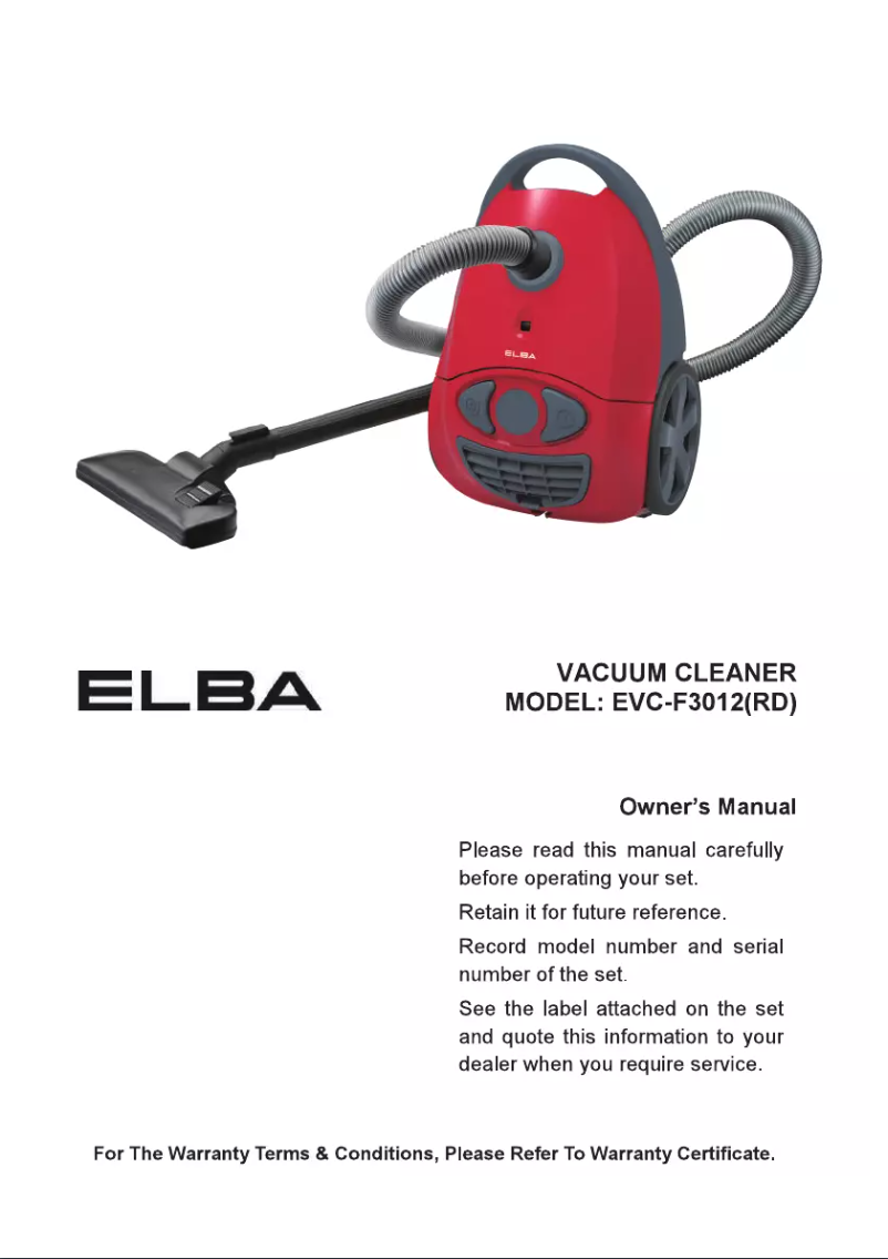 Page 1 de la notice Manuel utilisateur Elba EVC-F3012(RD)