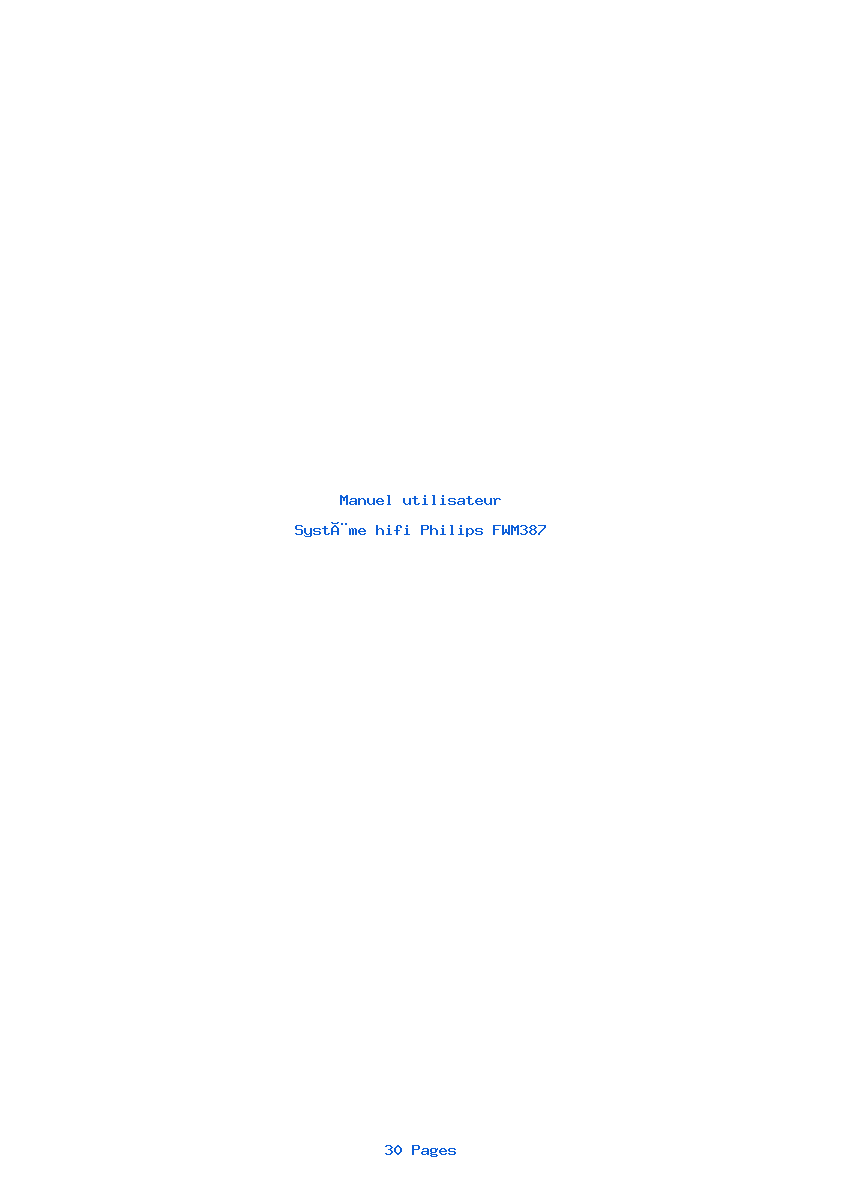 Page 1 de la notice Manuel utilisateur Philips FWM387