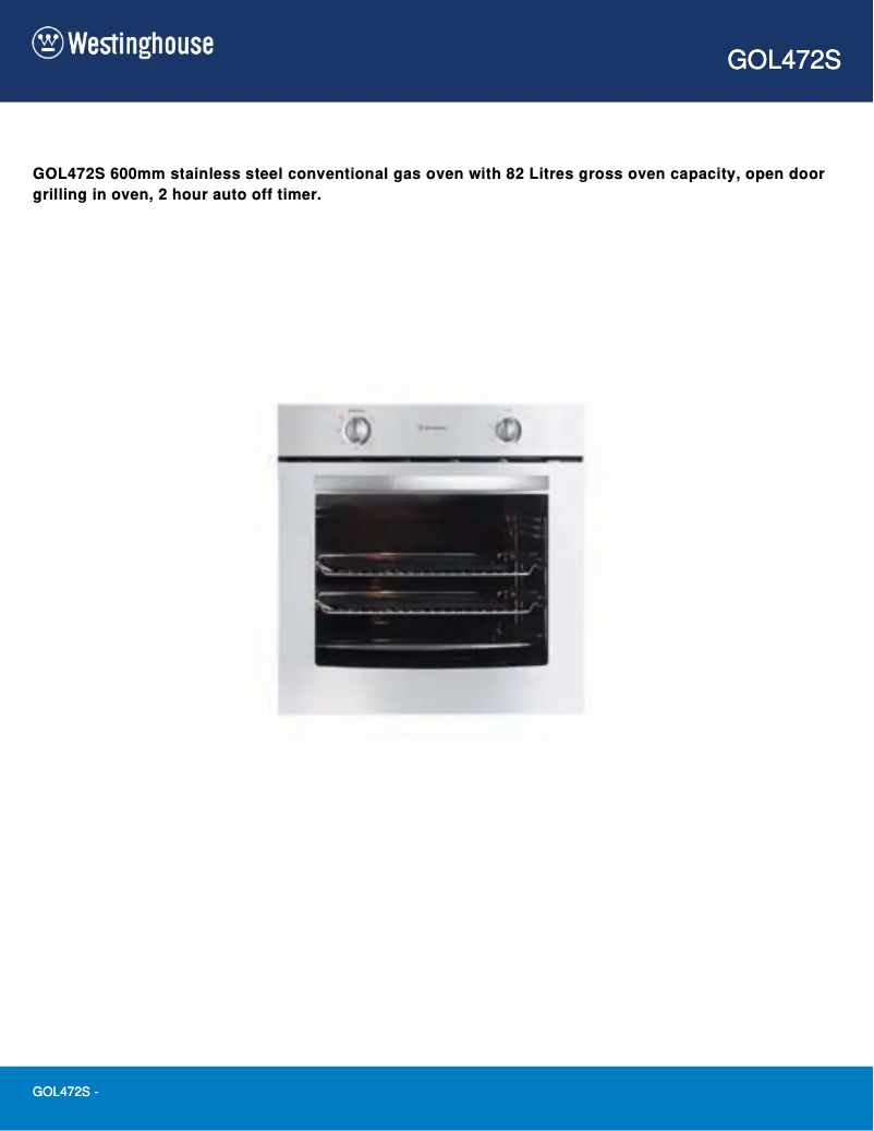 Page 1 de la notice Manuel utilisateur Westinghouse GOL472S
