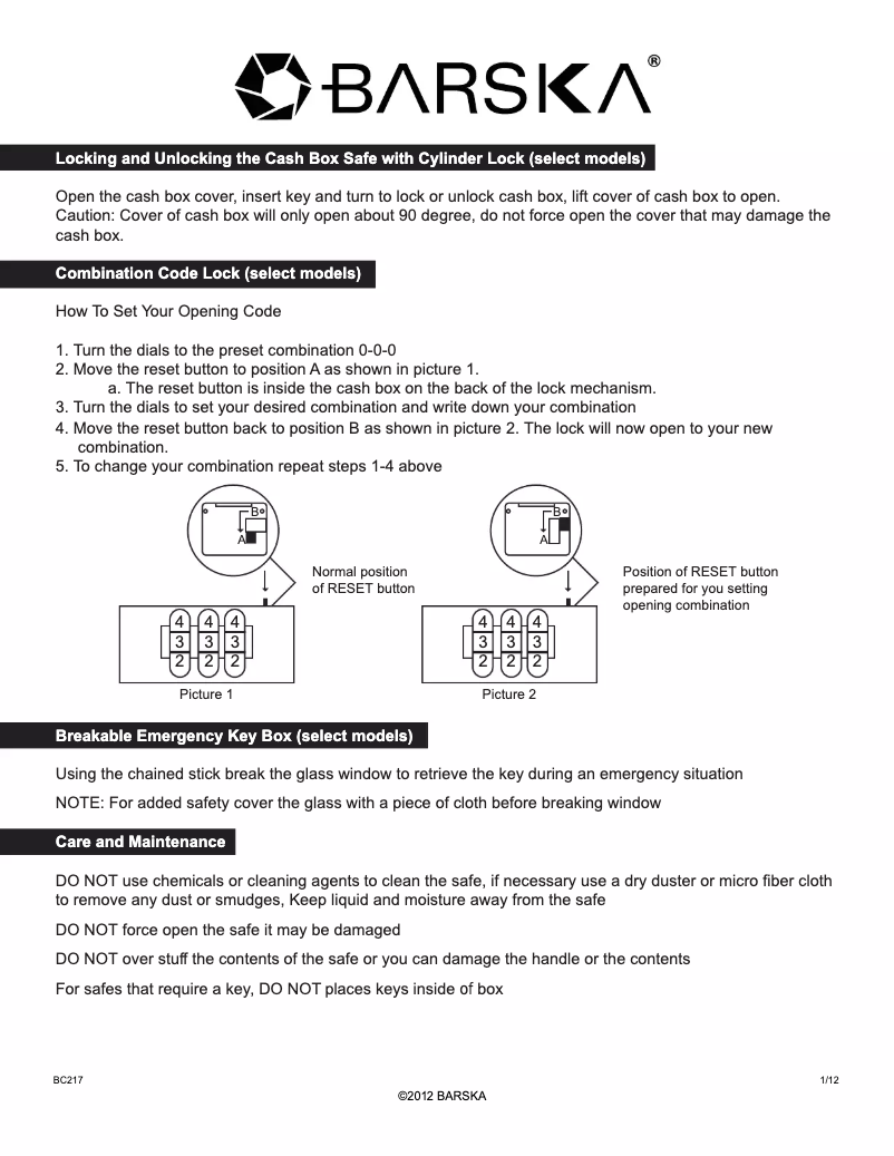 Page 1 de la notice Manuel utilisateur Barska AX11826