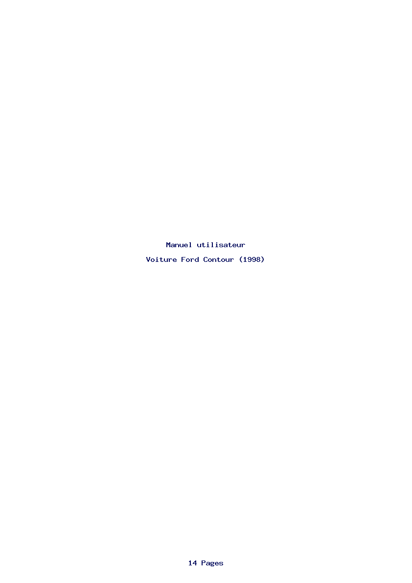 Page 1 de la notice Manuel utilisateur Ford Contour (1998)
