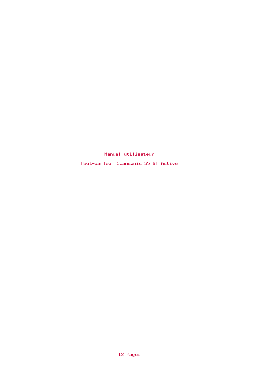 Page 1 de la notice Manuel utilisateur Scansonic S5 BT Active